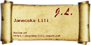 Janecska Lili névjegykártya